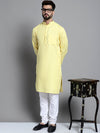 Men's Solid Pure Cotton Kurtas-KO-697Yellow