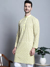 Men's Yellow Embroidered Kurtas.-KO-699Yellow