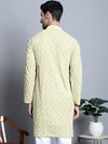 Men's Yellow Embroidered Kurtas.-KO-699Yellow