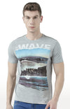 Huetrap Grey Mens Short Sleeve Graphic Printed Tshirt-HT17MKGRAGML00514