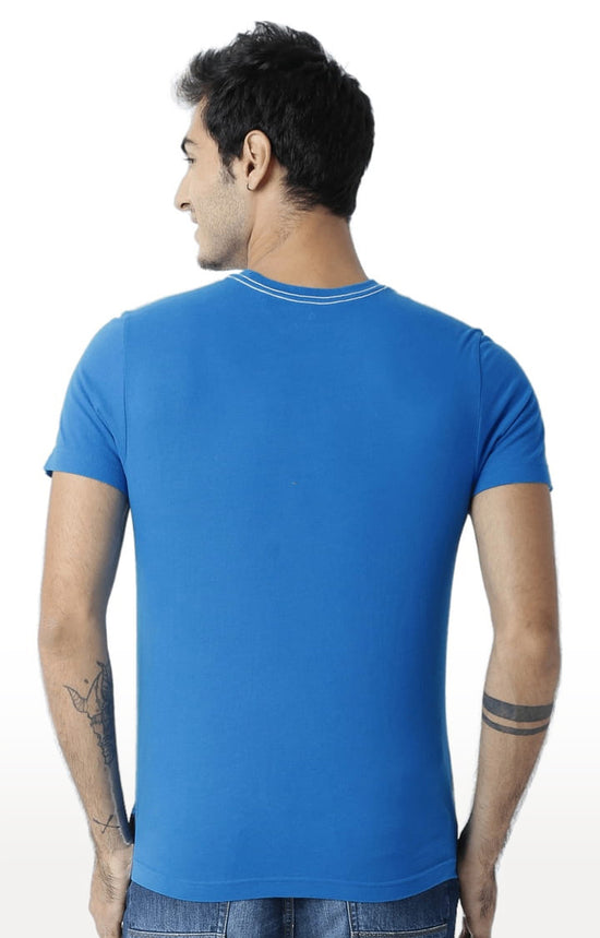 Huetrap Blue Mens Short Sleeve Graphic Printed Tshirt-HT15MKGRASUR00124