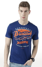 Huetrap Blue Mens Short Sleeve Graphic Printed Tshirt-HT17MKGRALNY01139