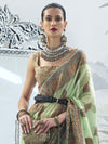 Saree Mall Women's  Blend Light Green Woven Design Designer Saree With Blouse Piece-KQALIB328001