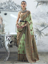 Saree Mall Women's  Blend Light Green Woven Design Designer Saree With Blouse Piece-KQALIB328001