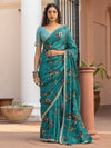 Saree Mall Women's Viscose  Teal Blue Embellished Designer Saree With Blouse Piece-KRAGIRI1806