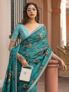 Saree Mall Women's Viscose  Teal Blue Embellished Designer Saree With Blouse Piece-KRAGIRI1806