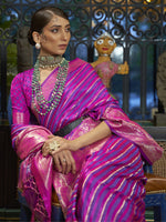 Saree Mall Women's  Blend Purple Woven Design Designer Saree With Blouse Piece-KRDHYA287002