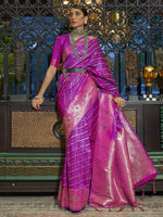 Saree Mall Women's  Blend Purple Woven Design Designer Saree With Blouse Piece-KRDHYA287002