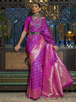 Saree Mall Women's  Blend Purple Woven Design Designer Saree With Blouse Piece-KRDHYA287002