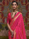 Saree Mall Women's  Blend Pink Woven Design Designer Saree With Blouse Piece-KRISA291005