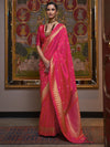 Saree Mall Women's  Blend Pink Woven Design Designer Saree With Blouse Piece-KRISA291005