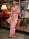 Saree Mall Women's  Blend Pink Woven Design Designer Saree With Blouse Piece-KRIYAN295004