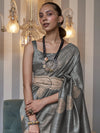 Saree Mall Women's  Blend Grey Embellished Designer Saree With Blouse Piece-KROLNA296004