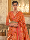 Saree Mall Women's  Blend Orange Woven Design Designer Saree With Blouse Piece-KRVA175003