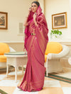 Saree Mall Women's  Blend Pink Embroidered Woven Saree With Blouse Piece-KSHF235008