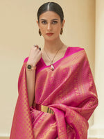 Saree Mall Women's  Blend Pink Embroidered Woven Saree With Blouse Piece-KSHF235008