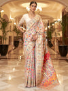 Saree Mall Women's  Blend Cream Woven Design Celebrity Saree With Blouse Piece-KSHFA201001A