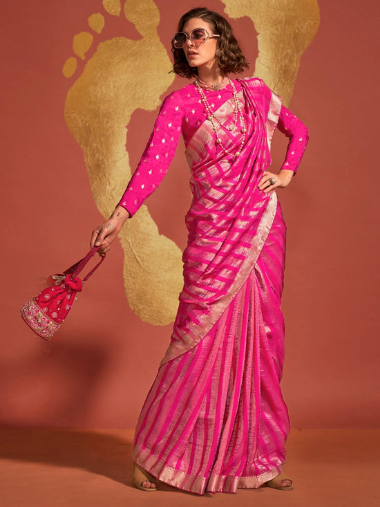 Saree Mall Women's Viscose  Pink Woven Design Designer Saree With Blouse Piece-KSTSUMA365003