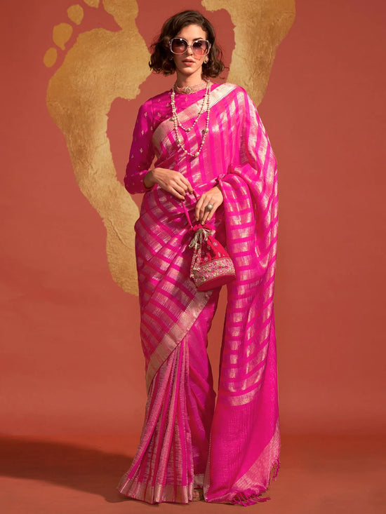 Saree Mall Women's Viscose  Pink Woven Design Designer Saree With Blouse Piece-KSTSUMA365003