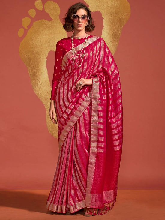 Saree Mall Women's Viscose  Pink Woven Design Designer Saree With Blouse Piece-KSTSUMA365005