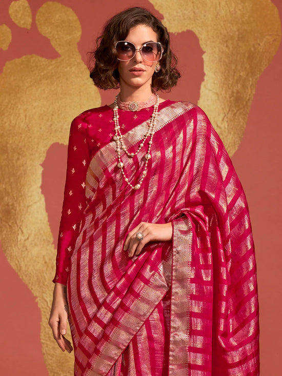 Saree Mall Women's Viscose  Pink Woven Design Designer Saree With Blouse Piece-KSTSUMA365005