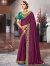 Saree Mall Women's Vichitra  Purple Embellished Celebrity Saree With Blouse Piece-KSTURI81824