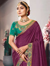 Saree Mall Women's Vichitra  Purple Embellished Celebrity Saree With Blouse Piece-KSTURI81824