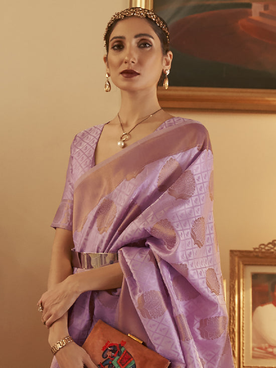 Saree Mall Women's  Blend Purple Woven Design Celebrity Saree With Blouse Piece-KSWHT220002