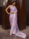 Saree Mall Women's Satin  Lavendar Digital Print Designer Saree With Blouse Piece-KUDOS260003