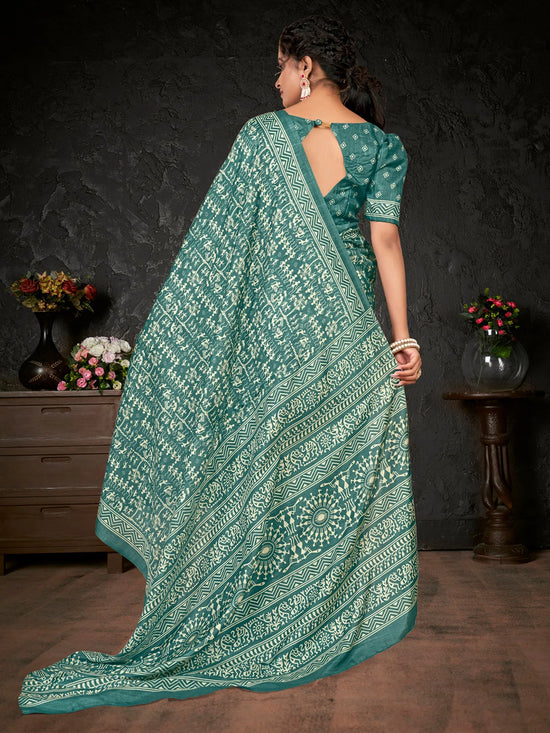 Saree Mall Women's Dola  Sea Green Printed Designer Saree With Blouse Piece-KUMKUM12A