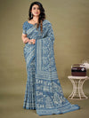 Saree Mall Women's Dola  Blue Printed Designer Saree With Blouse Piece-KUMKUM20B