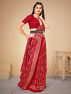 Saree Mall Women's Dola  Red Printed Designer Saree With Blouse Piece-KUMKUM22B