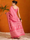 Saree Mall Women's Cotton Blend Pink Printed Designer Saree With Blouse Piece-KUMKUM30C