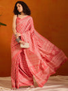 Saree Mall Women's Cotton Blend Pink Printed Designer Saree With Blouse Piece-KUMKUM30H