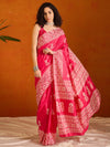 Saree Mall Women's Cotton Blend Pink Printed Designer Saree With Blouse Piece-KUMKUM33C