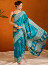 Saree Mall Women's Cotton Blend Light Blue Printed Designer Saree With Blouse Piece-KUMKUM33E