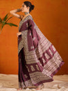 Saree Mall Women's Cotton Blend Burgundy Printed Designer Saree With Blouse Piece-KUMKUM33F