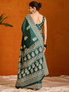 Saree Mall Women's Cotton Blend Teal Blue Printed Designer Saree With Blouse Piece-KUMKUM37B