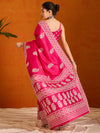 Saree Mall Women's Cotton Blend Pink Printed Designer Saree With Blouse Piece-KUMKUM37D