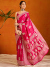 Saree Mall Women's Cotton Blend Pink Printed Designer Saree With Blouse Piece-KUMKUM37D