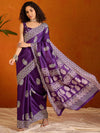 Saree Mall Women's Cotton Blend Purple Printed Designer Saree With Blouse Piece-KUMKUM37H