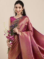 Saree Mall Women's  Blend Purple Woven Design Celebrity Saree With Blouse Piece-KUNT188001