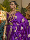 Saree Mall Women's  Blend Purple Woven Design Designer Saree With Blouse Piece-KUSHQ276001