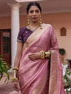 Saree Mall Women's  Blend Pink Woven Design Designer Saree With Blouse Piece-KYARA2302