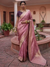 Saree Mall Women's  Blend Pink Woven Design Designer Saree With Blouse Piece-KYARA2302