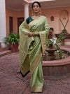 Saree Mall Women's  Blend Light Green Woven Design Designer Saree With Blouse Piece-KYARA2303