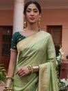 Saree Mall Women's  Blend Light Green Woven Design Designer Saree With Blouse Piece-KYARA2303