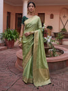 Saree Mall Women's  Blend Light Green Woven Design Designer Saree With Blouse Piece-KYARA2303