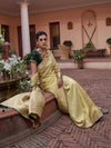 Saree Mall Women's  Blend Yellow Woven Design Designer Saree With Blouse Piece-KYARA2304