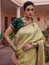 Saree Mall Women's  Blend Yellow Woven Design Designer Saree With Blouse Piece-KYARA2304